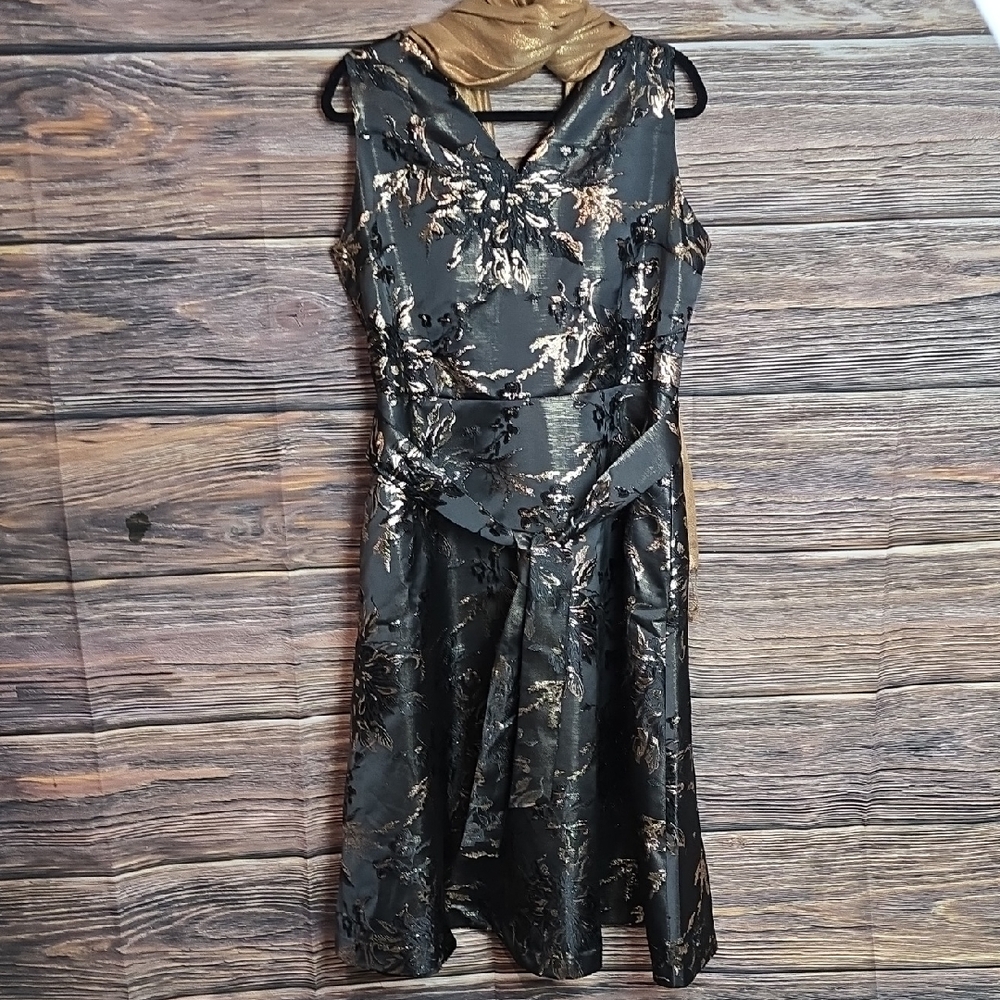 Elegant Black and Gold Floral Dress